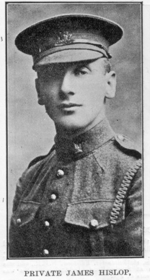 Pte. James Hislop. Note the spelling of the surname in the excerpt of the letter quoted below.