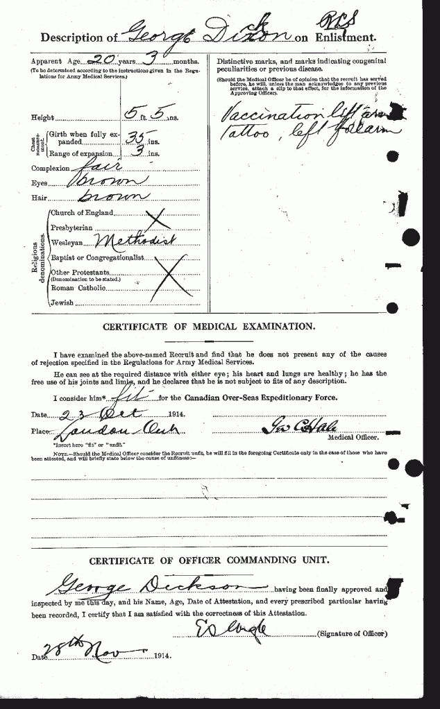 Dickson, George: Service no. 53410 attestation page 2