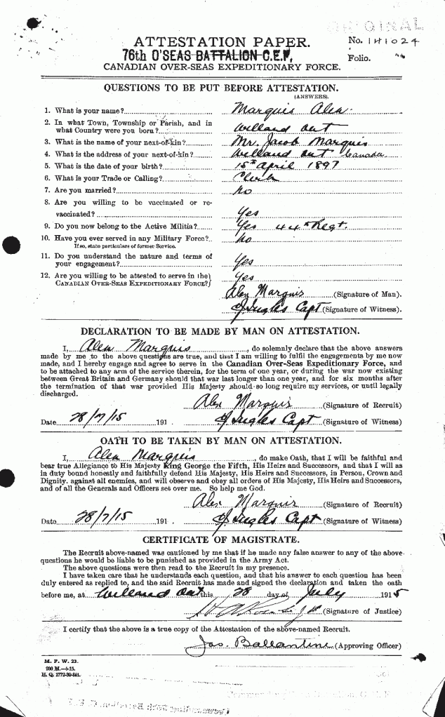 Morykwas Alexander: Service no. 141024 page 1