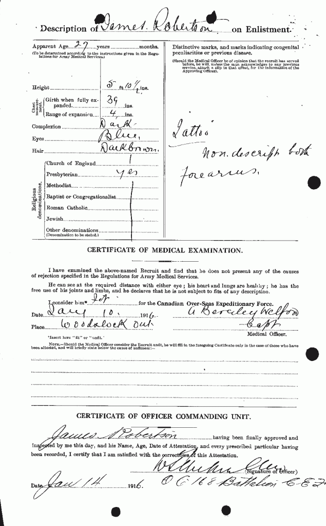 Robertson, James: Service no. 675132 attestion page 2