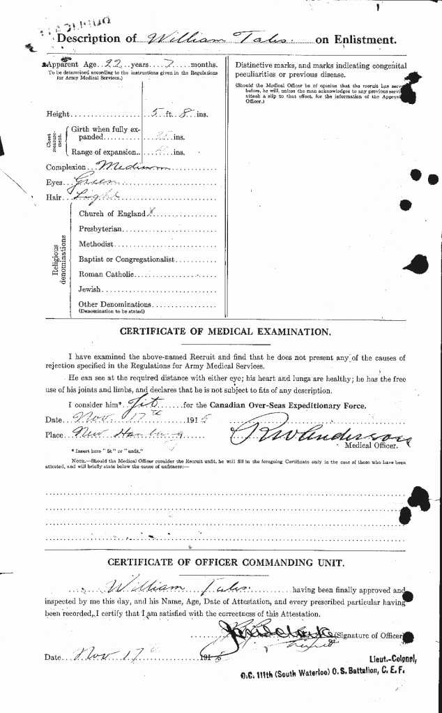 Tales, William: Service no. 730101 attestion page 2