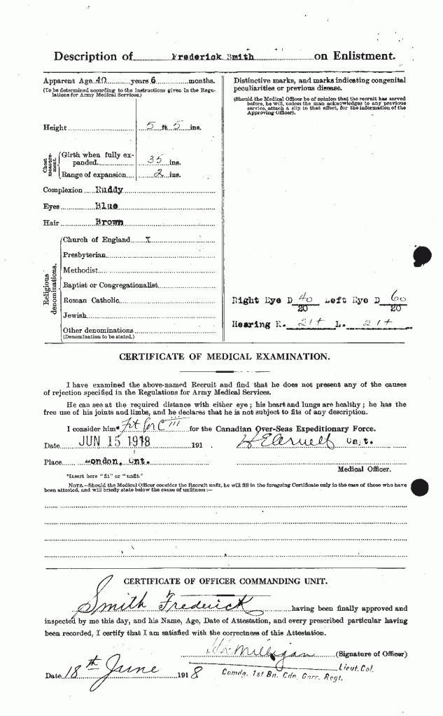 F Smith Father Attestation Page 2 1918