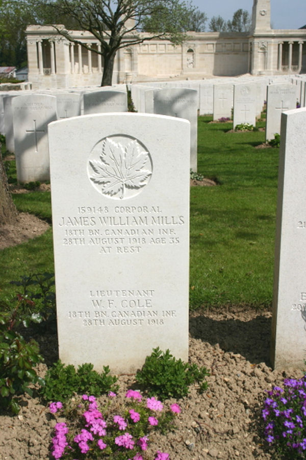 Grave marker for Private Mills and Lt. Cole.