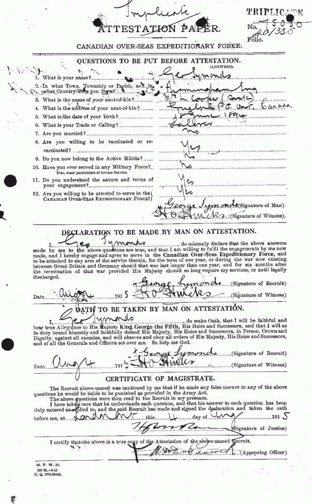 George Symonds AKA Benard Patall Page 1