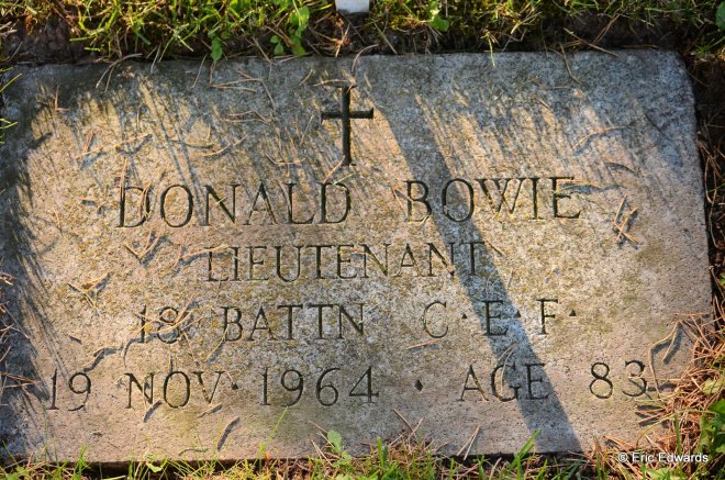 Lieutenant David Bowie, Mount View Cemetery, Cambridge, Ontario, Canada.