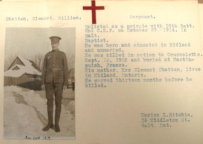 Card with information bio for Clement William Chatten