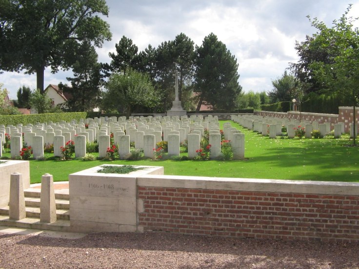 Wailly Orchard Cemetery Location Information Wailly is a village in the Department of the Pas-de-Calais about 6 kilometres south-west from Arras. Wailly Orchard Cemetery stands above the village. Historical Information The cemetery was begun in May 1916 by the Liverpool battalions of the 55th (West Lancashire) Division, as a front line cemetery, screened from German observation by a high wall. It was little used in 1917, but in March-August 1918, it was considerably enlarged by the Canadian and other units defending the Third Army front. Wailly Orchard Cemetery contains 366 First World War burials, 15 of them unidentified.