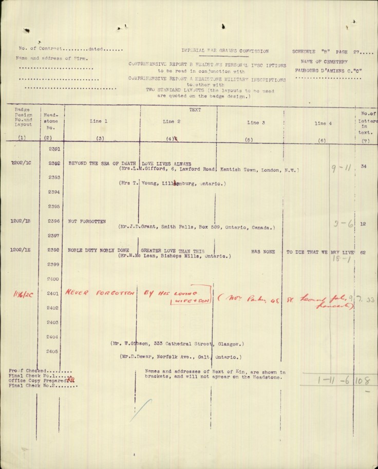 JT Dewar Headstone Documents_Headstone Schedules (Originals)