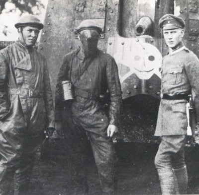 German tanker uniforms on left and center.