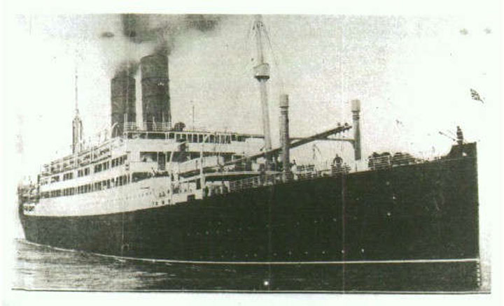 SS Tuscania is the ship Pte. J.T. Dewar transited on across the Atlantic to start his war service on the Continent after being posted to East and West Sandling Camps in Folkestone, England.