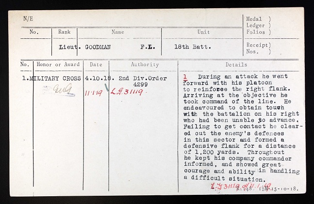 goodman MC citation via 153rd Wellington www