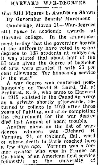 Harvard War Degrees