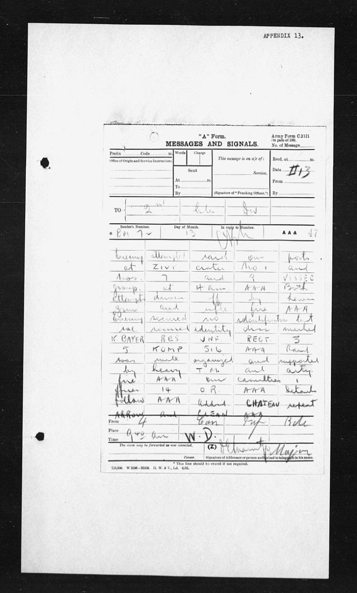 Follow up message from 4 Bgde to 2nd Division reporting shelling