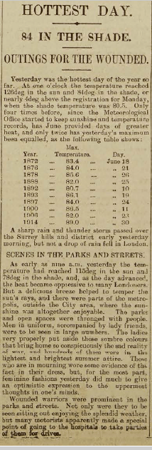 Weather News Article. Daily Telegraph. June 9, 1915. Page 9.