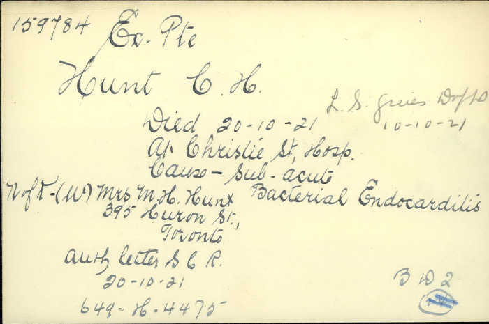 Title: Veterans Death Cards: First World War Mikan Number: 46114 Microform: houghton_a