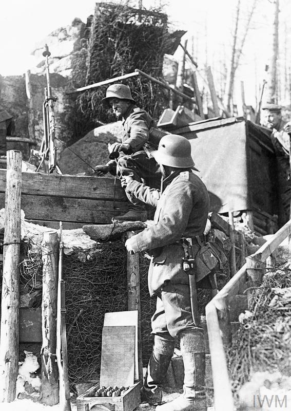 German Rifle Grenade in use with rifle stand and crew