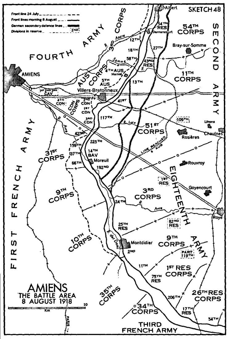 AMIENS The Battle Area 8 August 1918