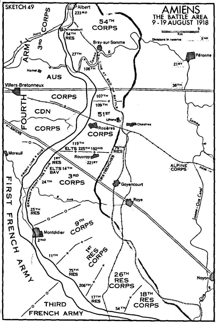 AMIENS The Battle Area 9 to 19 August 1918