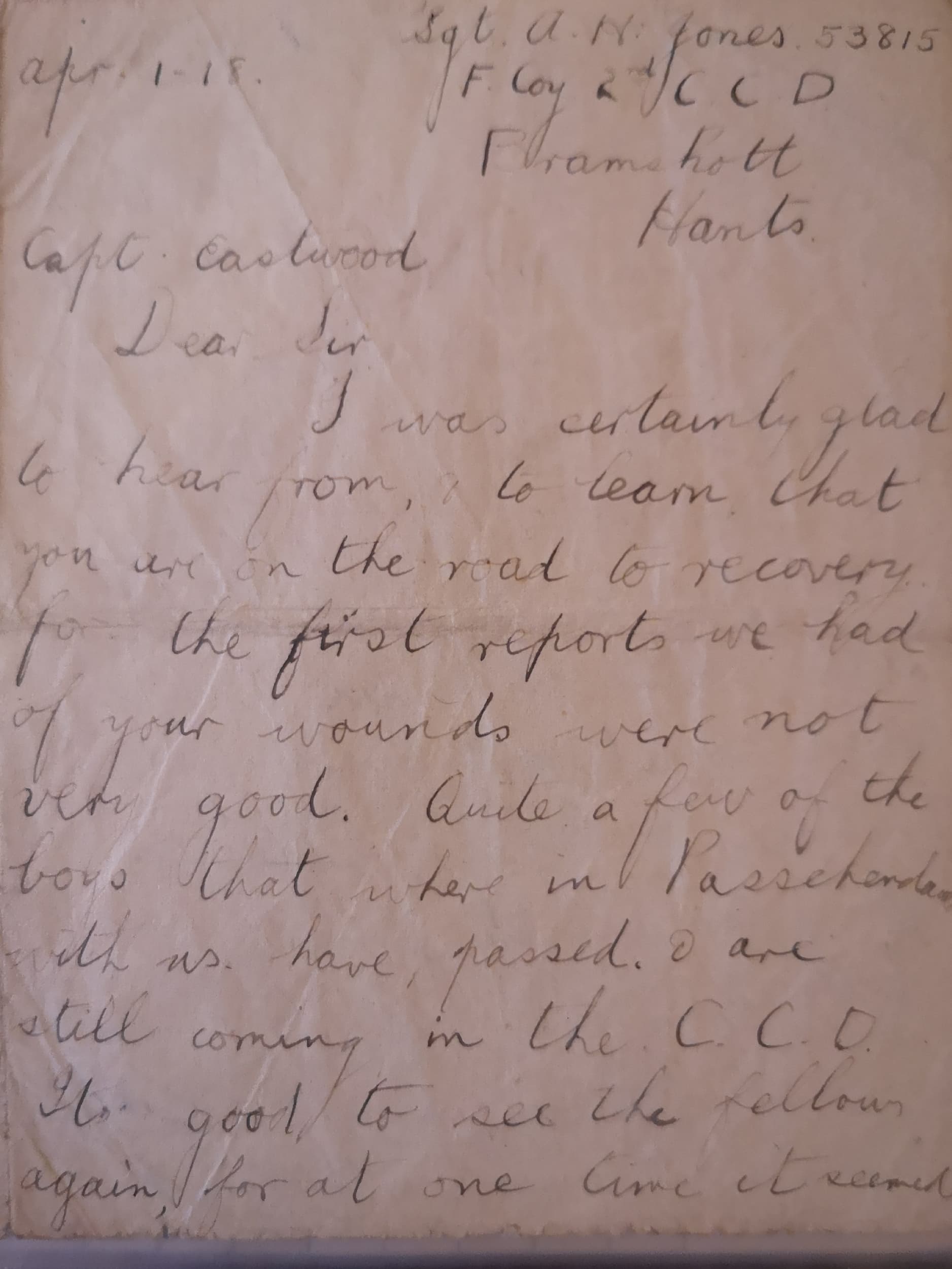 Compadres Letters A Letter Between Comrades-in-Arms – History of the 18th Battalion CEF ...