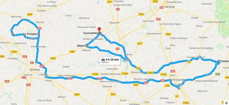 Map of 18th Battalion Travels after September 15 16 1916 The Somme