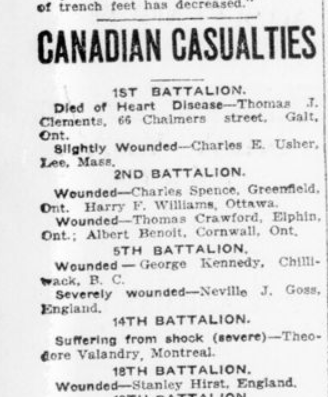Canadian Casualties London Advertiser December 27 1915 Page 5