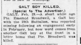 Galt Boy Killed London Advertiser March 1 1916