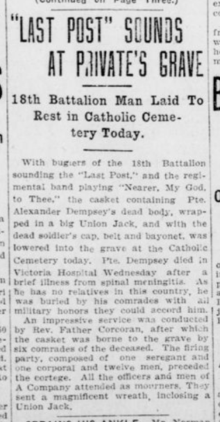 Last Post Sounds at Privates Grave London Advertiser March 27 1915 Page 1
