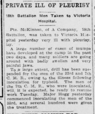 Private Ill with Pleurisy London Advertiser March 16 1915 Page 12