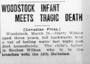 Woodstock Infant Meets Tragic Death London Advertiser March 2 1916 Page 4