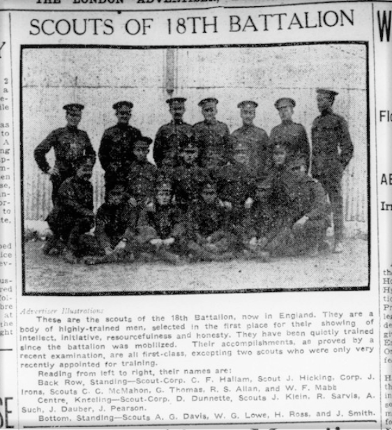 Altererd 1 Scouts of the 18th Battalion London Advertiser August 4 1915 Page 3