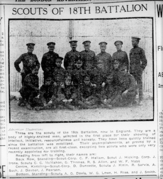 Altererd 1 Scouts of the 18th Battalion London Advertiser August 4 1915 Page 3