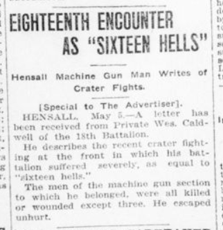 Eighteenth Encount as Sixteen Hells London Advertiser May 6 1916 Page 16