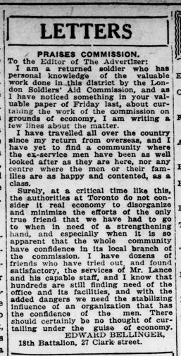 Letters Edward Bellinger London Advertiser August 121921 Page 6