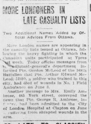 More Londoners in Late Casualty Lists Advertiser June 10 1916 Page 3