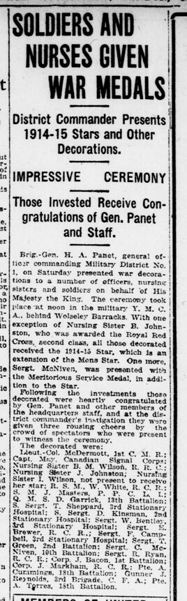 Soldiers and Nurses Given War Medals Advertiser February 2 1920 Page 2