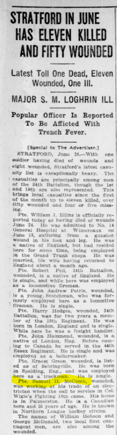 Stratford in June Has Eleven Killed and Fifty Wounded