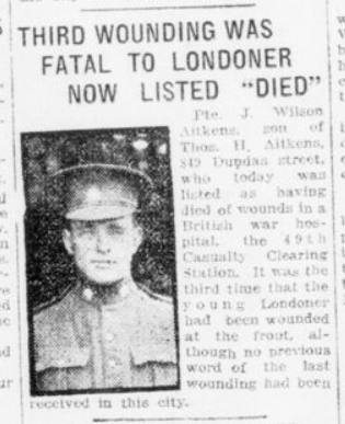 Third Wounding Was Fatal to Londoner Now Listed Died London Advertiser September 21 1916 Page 3