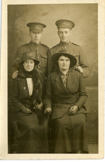 A2009.202.047a L. Corp. Ed Zimmerman, Chas Reed, two girls from Glasgow, Nov 11, 1916-0FF618A7FA0AA8AF6434ADC0C