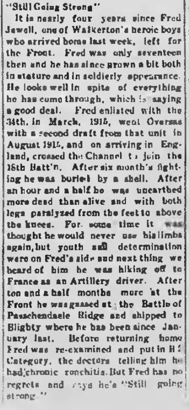 Still Going Strong Walkerton Telescope Fred Jewell December 26 1918 Page 1