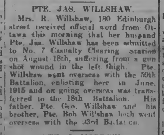Pte Jas Willshar Peterborough Examiner August 27 1917 Page 7